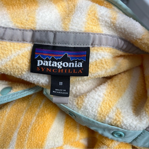 Patagonia Eucalyptus Fronds Vela Peach Synchilla Snap-T Fleece Pullover Medium - Picture 3 of 6